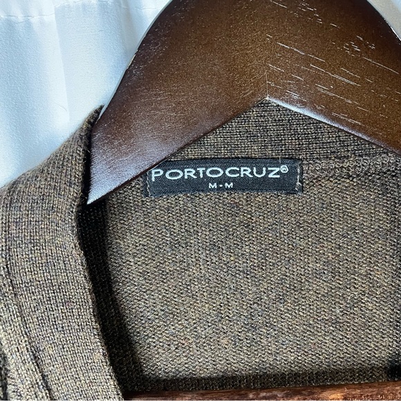 Vintage Porto Cruz Brown Wool Blend Cardigan Medium 90s Eclectic Grampa Cottage - Picture 2 of 7